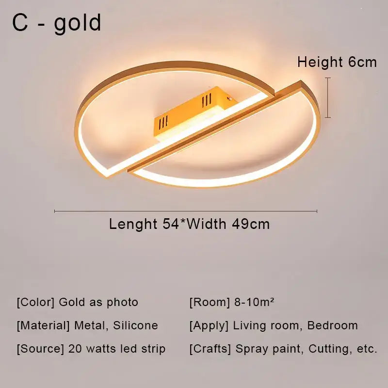 Modern black & gold led chandelier ceiling light for living room