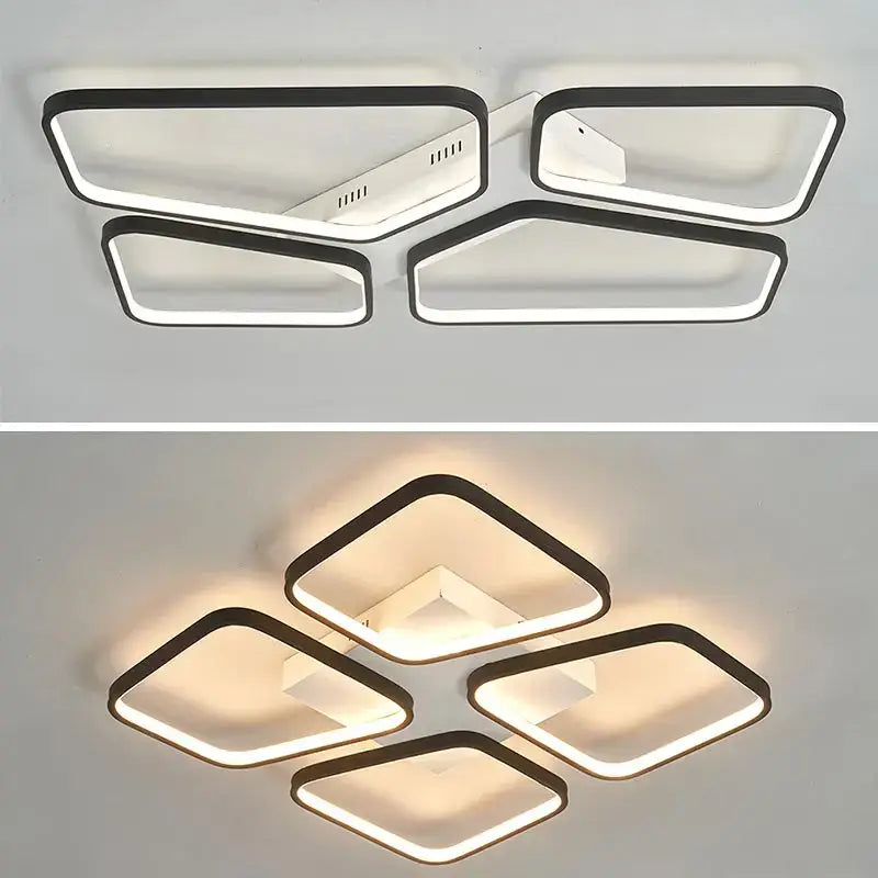 Modern black & gold led chandelier ceiling light for living room