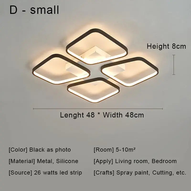 Modern black & gold led chandelier ceiling light for living room