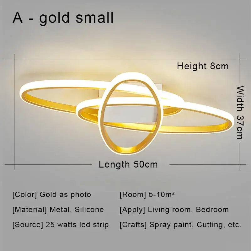 Modern black & gold led chandelier ceiling light for living room