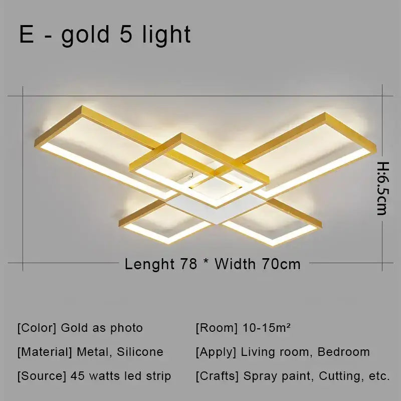Modern black & gold led chandelier ceiling light for living room