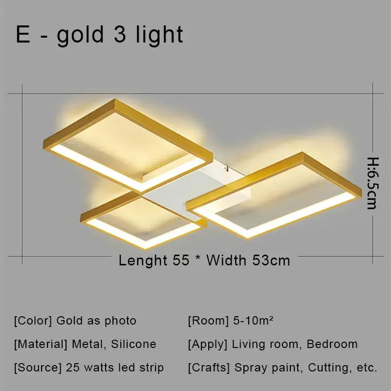 Modern black & gold led chandelier ceiling light for living room