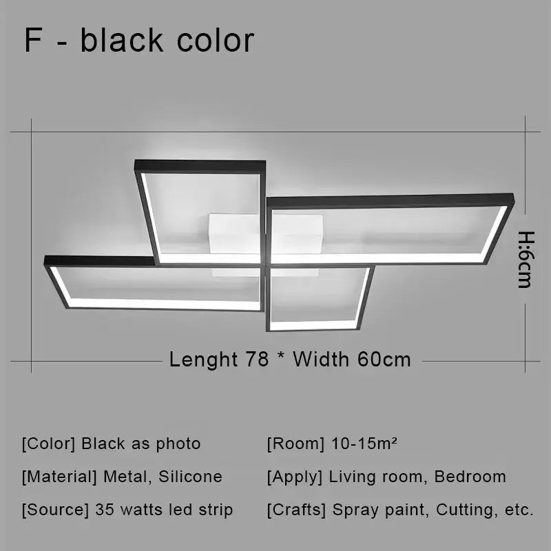 Modern black & gold led chandelier ceiling light for living room