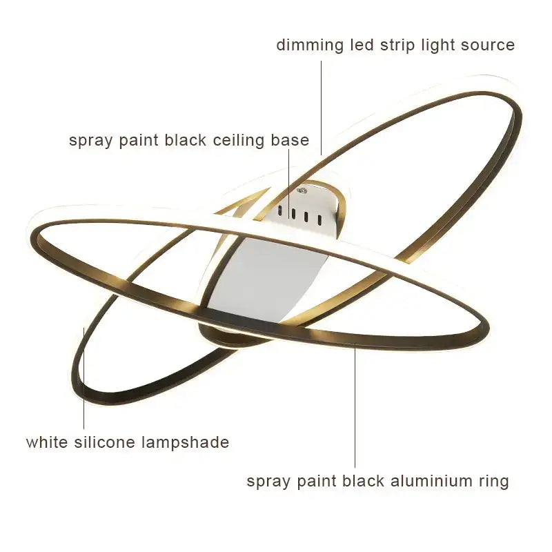 Modern black & gold led chandelier ceiling light for living room