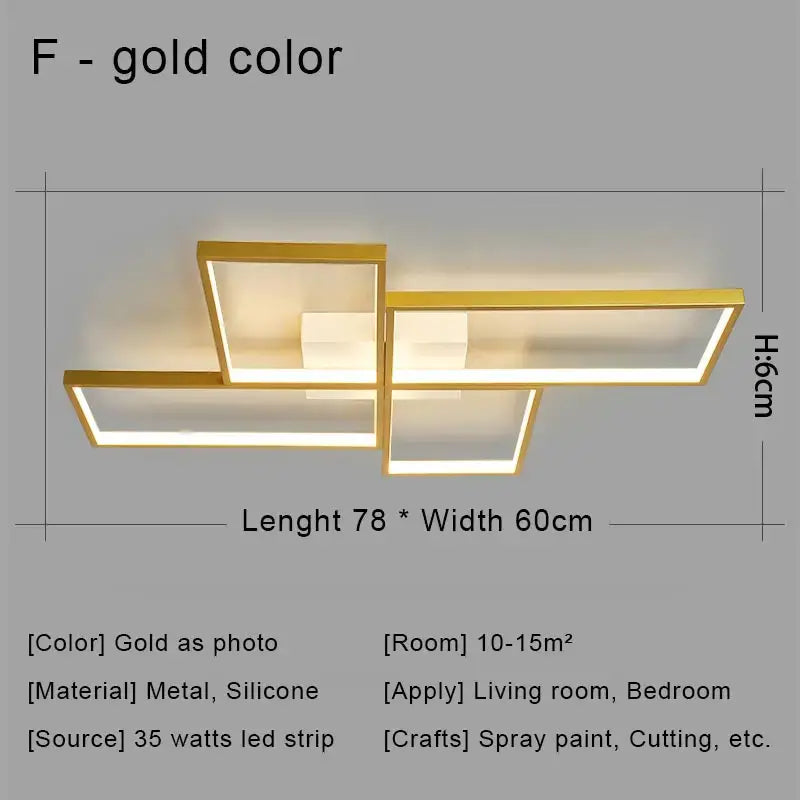 Modern black & gold led chandelier ceiling light for living room