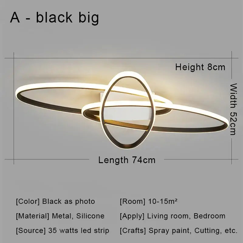 Modern black & gold led chandelier ceiling light for living room