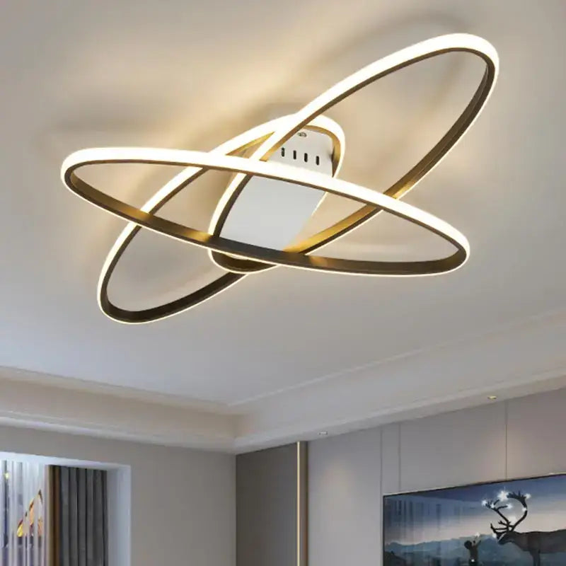 Modern black & gold led chandelier ceiling light for living room