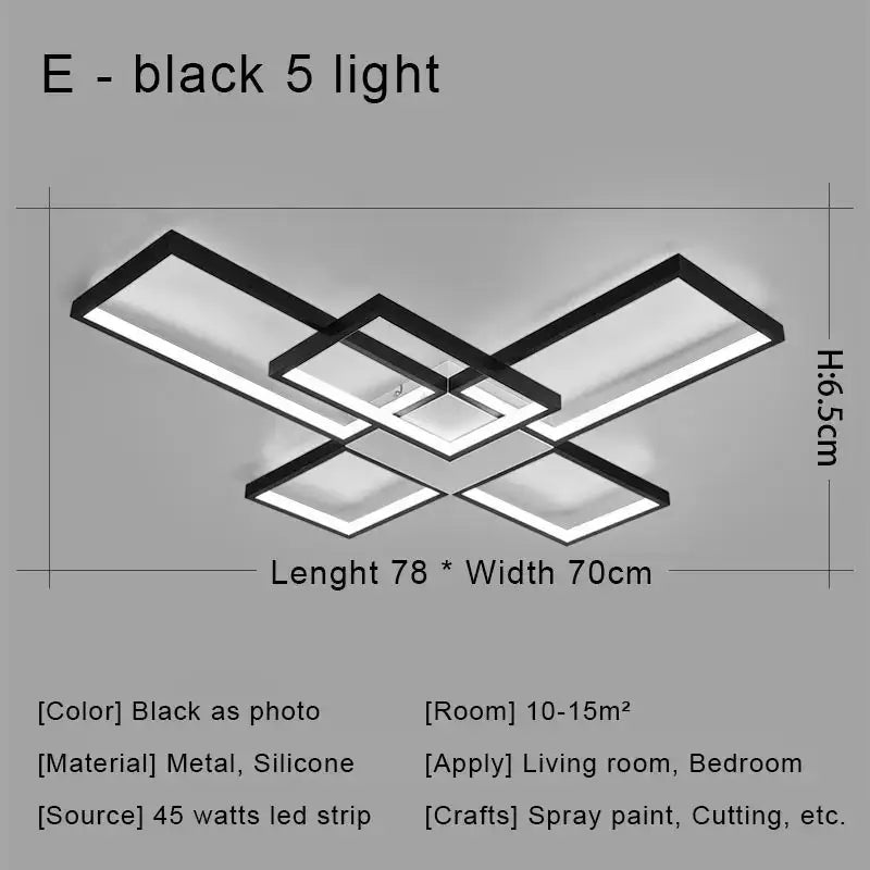 Modern black & gold led chandelier ceiling light for living room