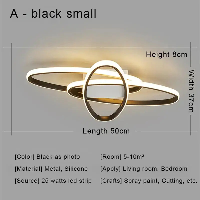 Modern black & gold led chandelier ceiling light for living room