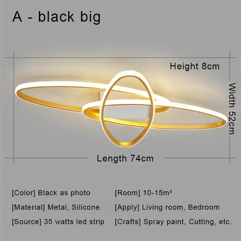 Modern black & gold led chandelier ceiling light for living room
