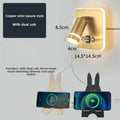 Modern black & gold led usb reading wall lamp bedroom light