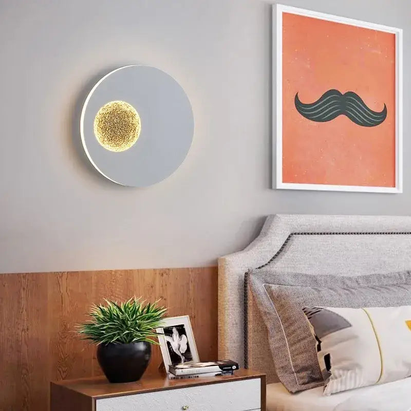 Modern black & gold led wall lights bedroom circular sconce