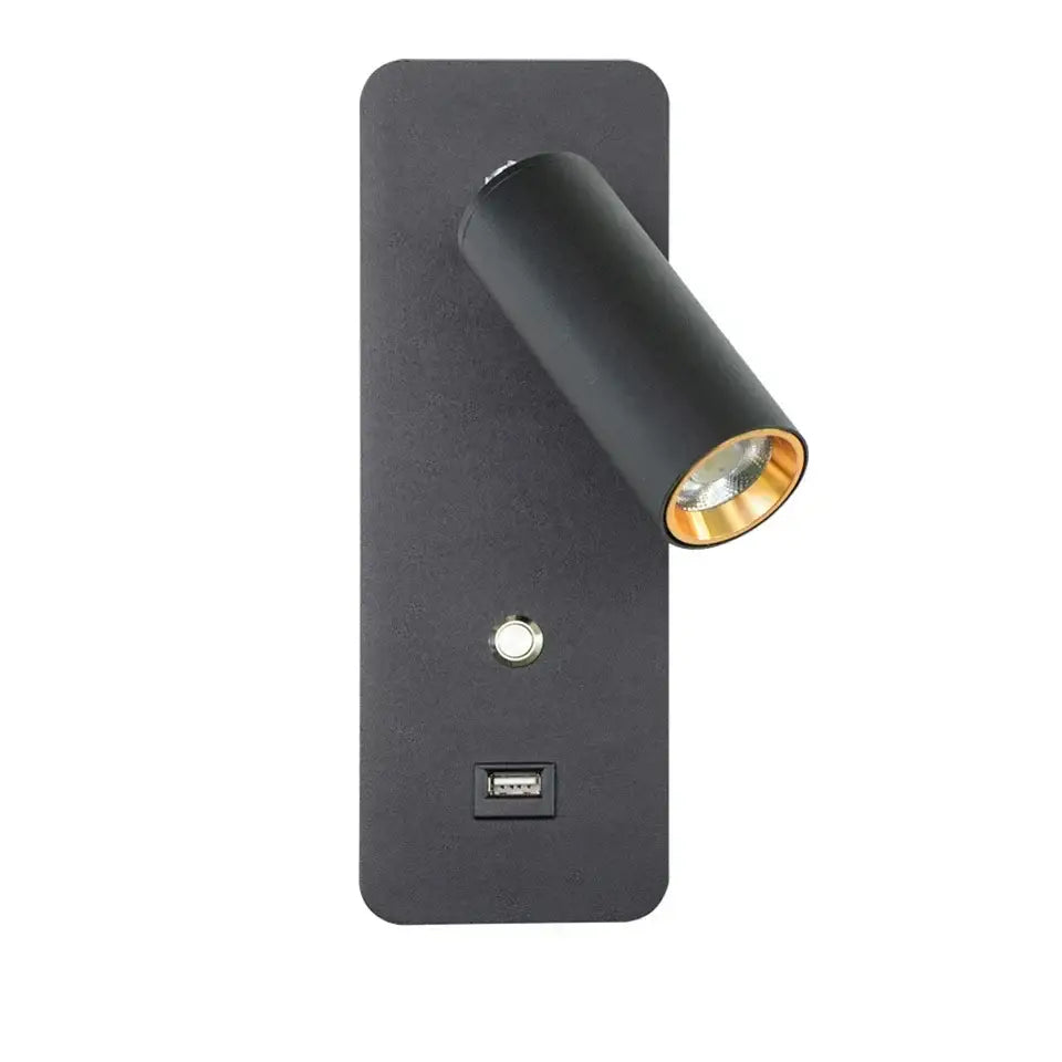 Modern black & gold led wall lights bedroom usb charging port