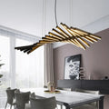 Modern black & gold linear pendant light kitchen island fixture