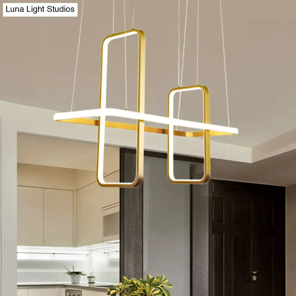 Modern black & gold metal rectangle ceiling pendant kitchen light