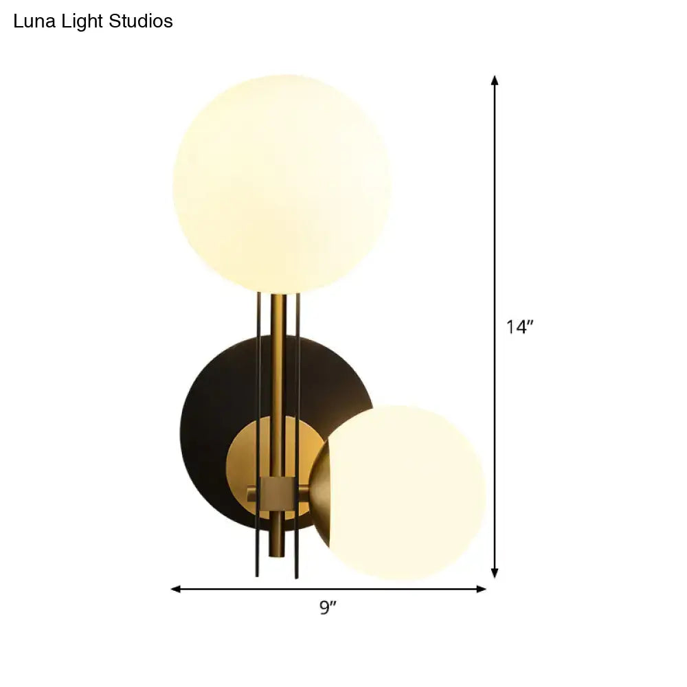 Modern black & gold milky glass wall light bedroom direct wired electric