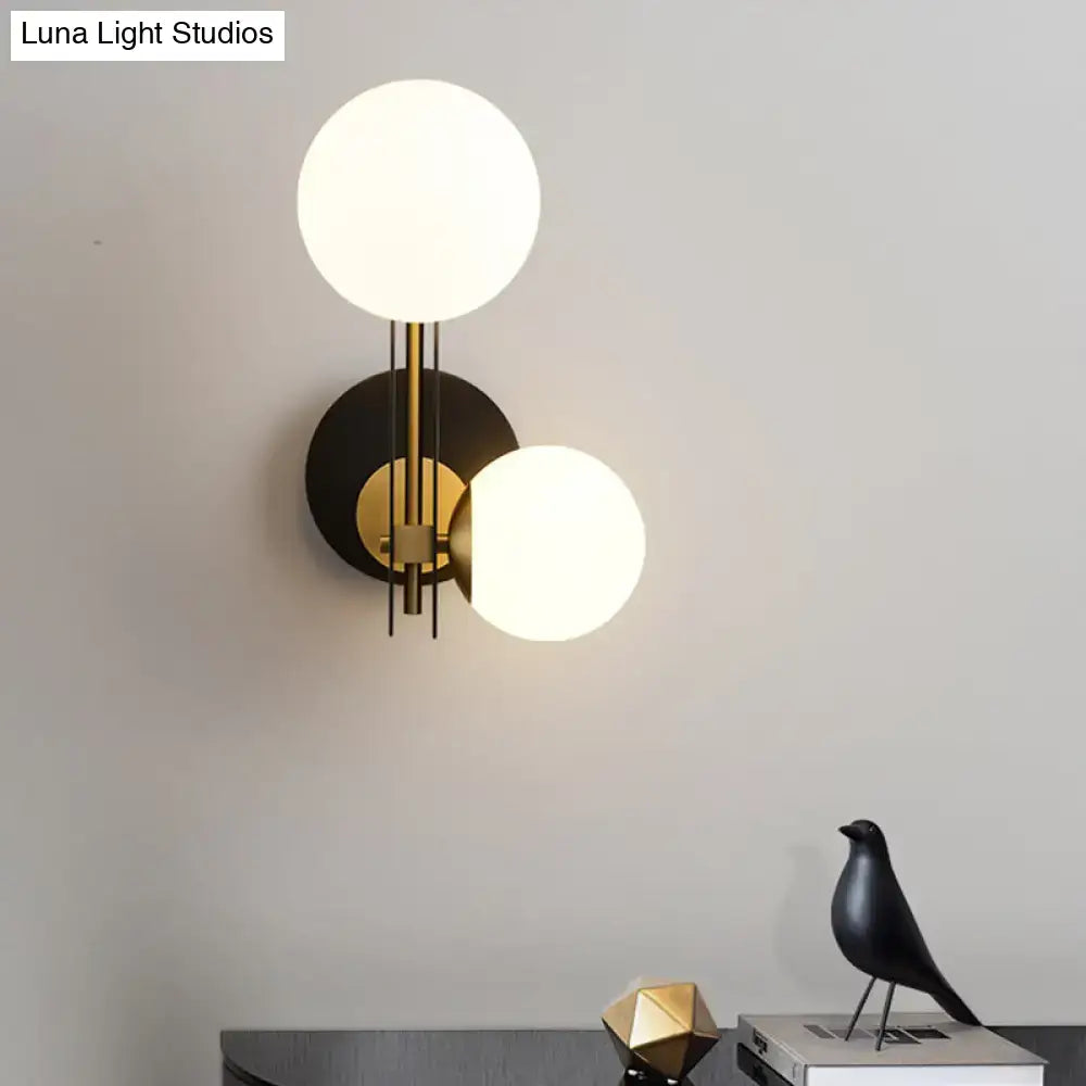Modern black & gold milky glass wall light bedroom direct wired electric