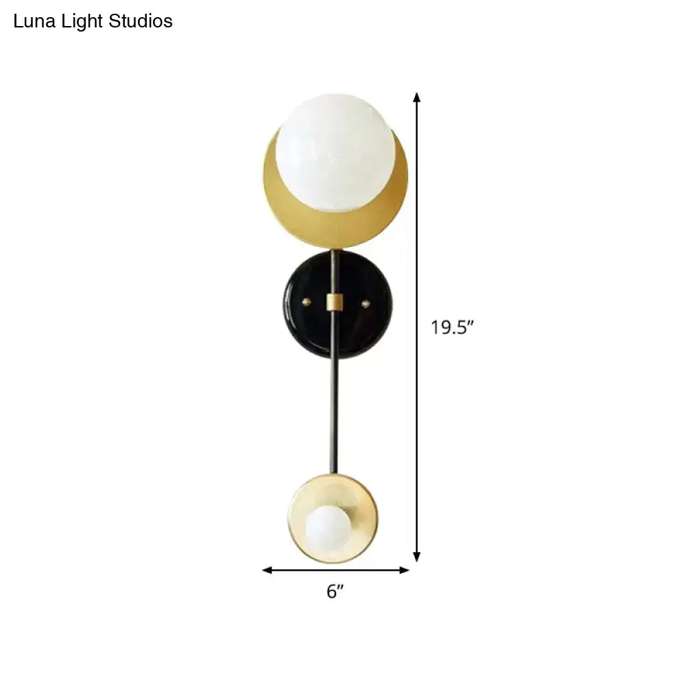 Modern black & gold opal glass wall light fixture bedroom sconce