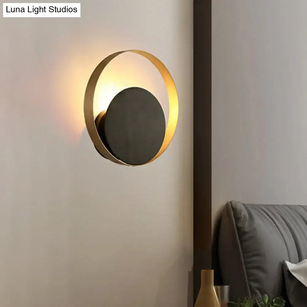 Modern black & gold orbit sconce light – living room ambient lamp