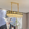 Modern black & gold oval island light for dining room crystal chandelier