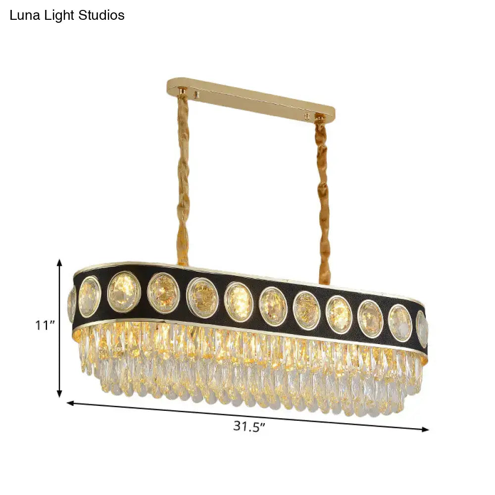 Modern black & gold oval island light for dining room crystal chandelier