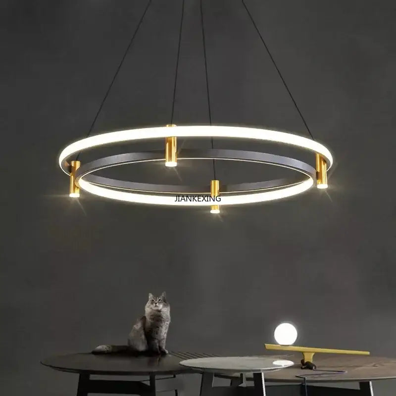 Modern black & gold ring led pendant – dining room chandelier