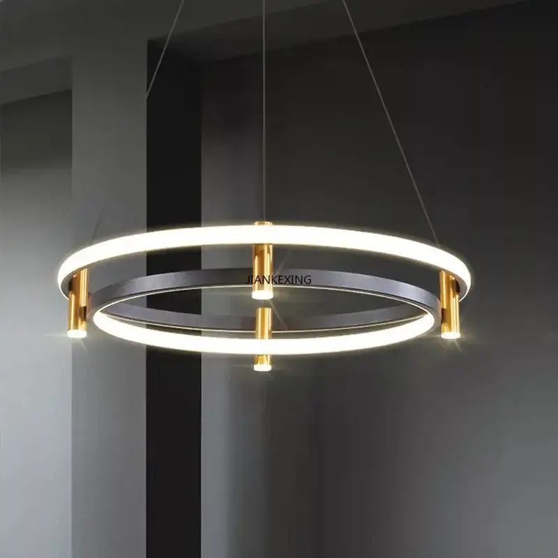 Modern black & gold ring led pendant – dining room chandelier