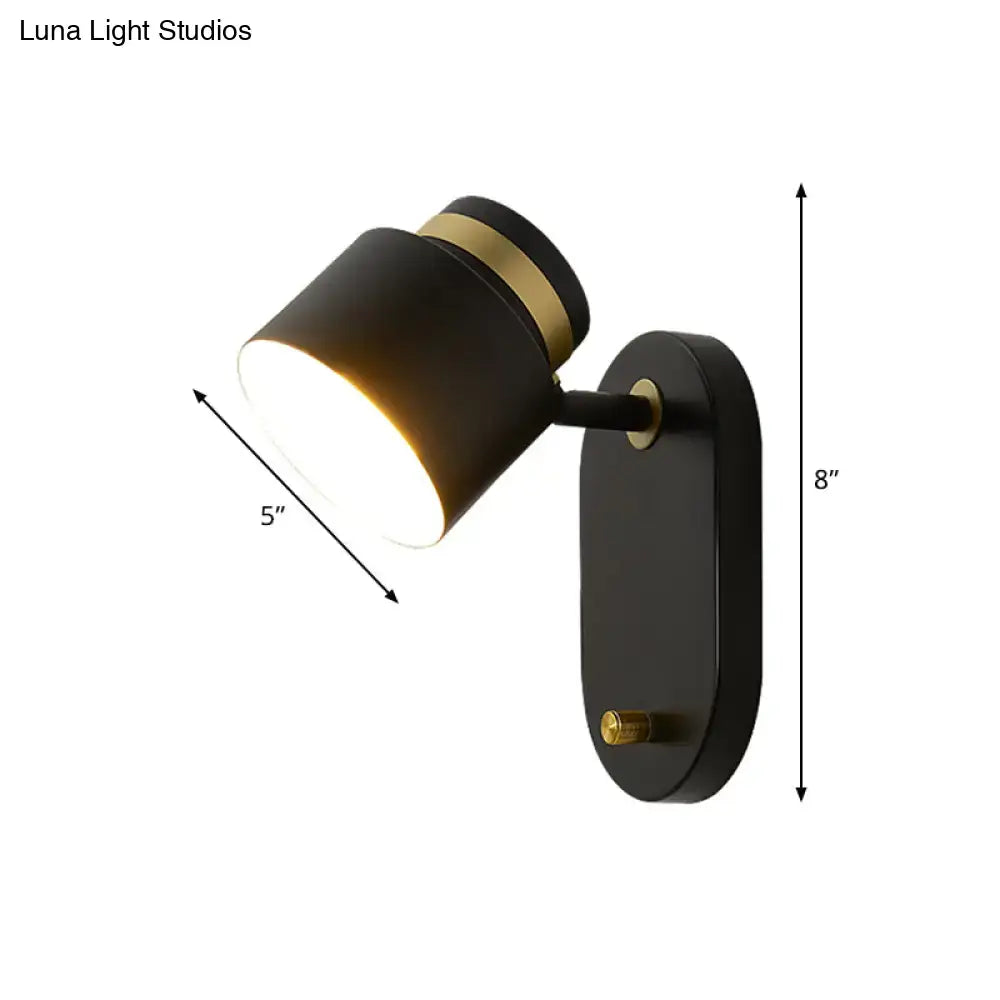 Modern black & gold rotatable led light bedroom wall sconce