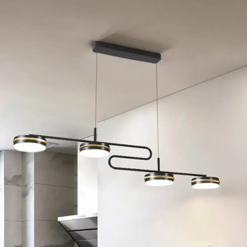 Modern black & gold round pendant light dining room chandelier
