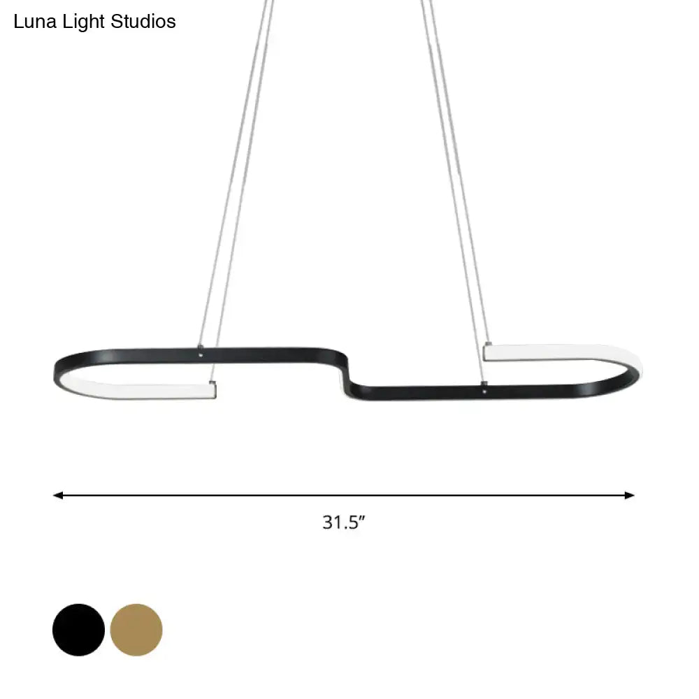 Modern black & gold s-like chandelier lamp dining room pendant light