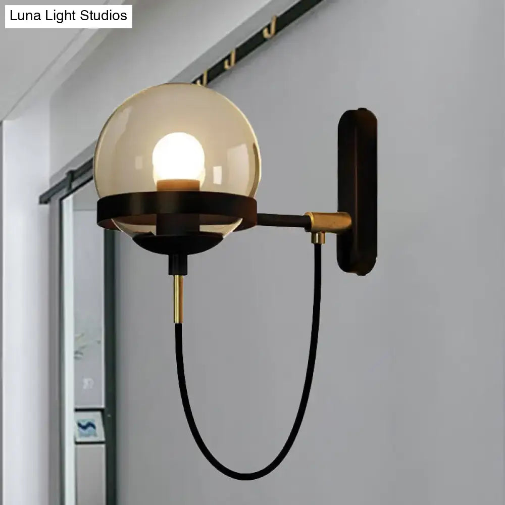 Modern black & gold smoke glass wall lamp – living room sconce