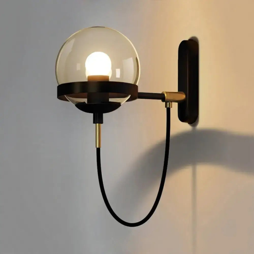 Modern black & gold smoke glass wall lamp – living room sconce