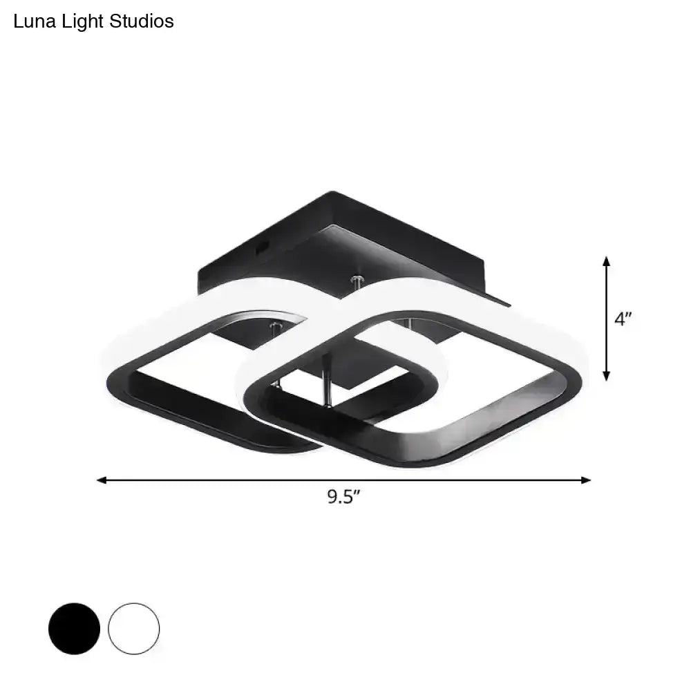 Modern black & gold spiral ceiling lamp for corridor round square moon