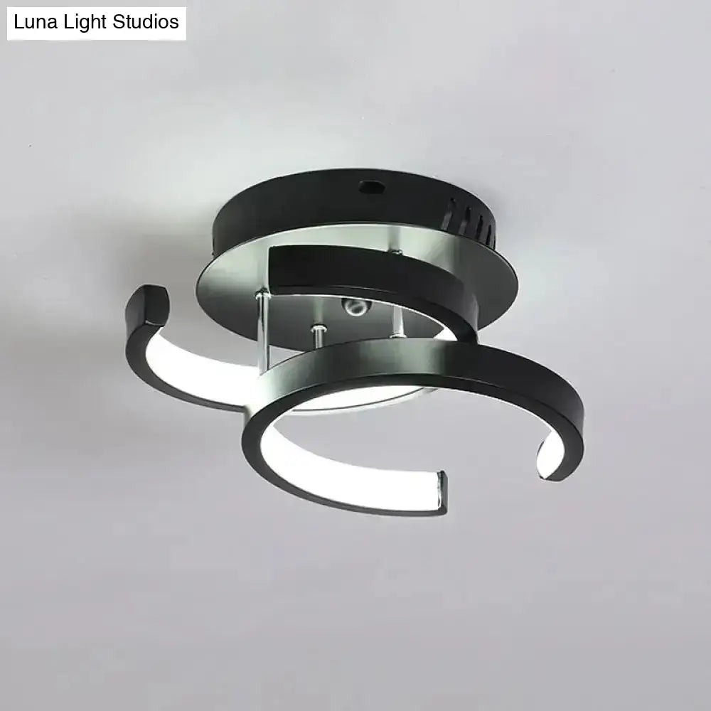 Modern black & gold spiral ceiling lamp for corridor round square moon