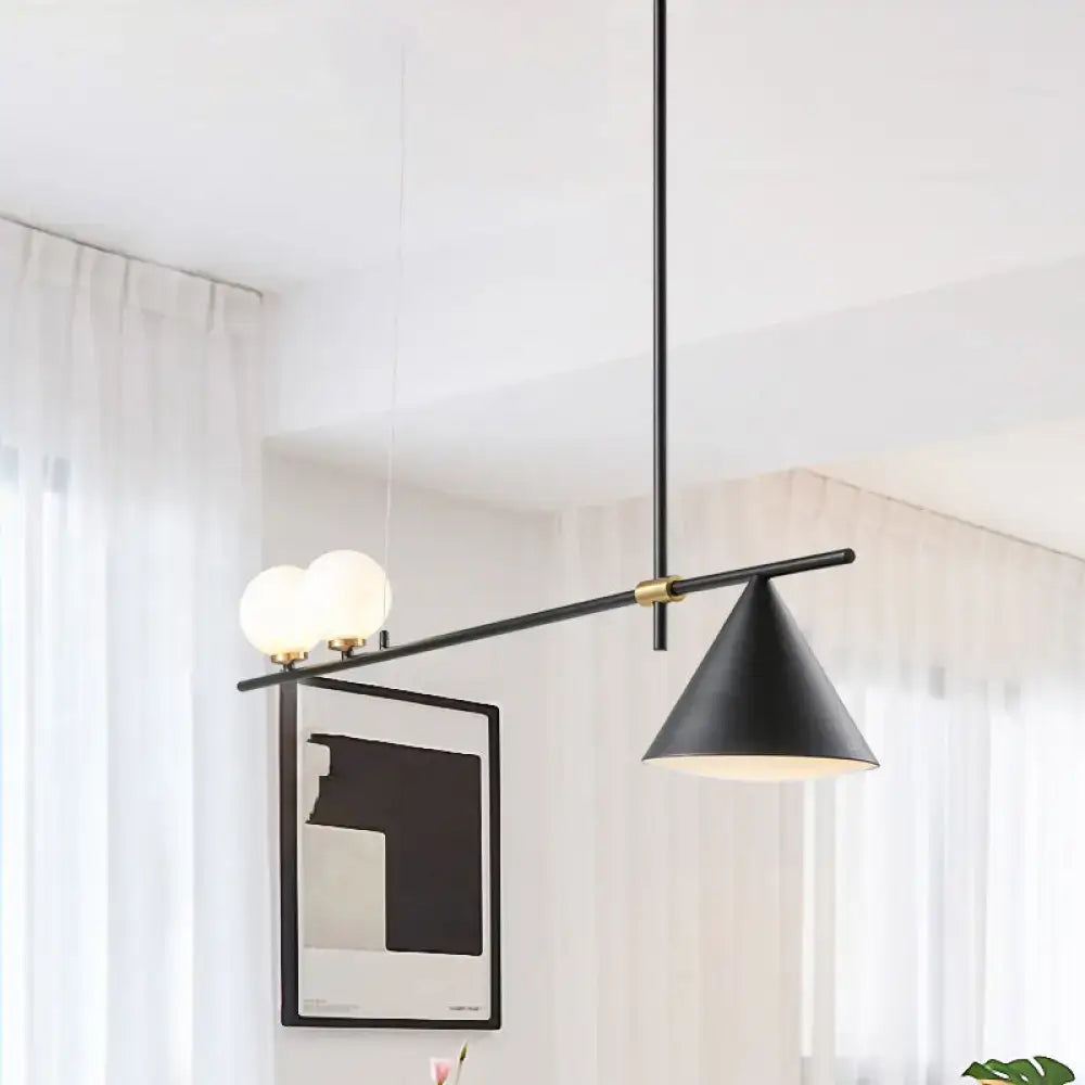 Modern black & gold three lights linear chandelier kitchen pendant