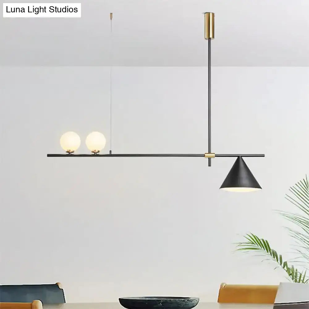 Modern black & gold three lights linear chandelier kitchen pendant