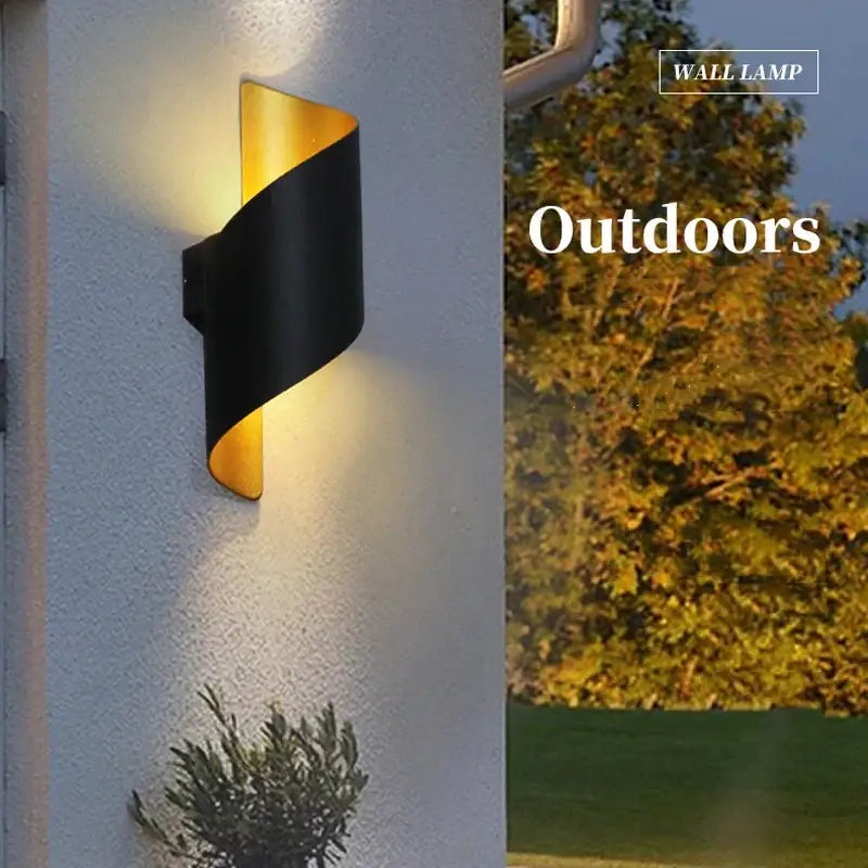 Modern black & gold twisted led wall lamp corridor sconce