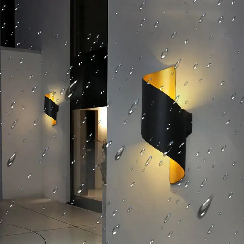 Modern black & gold twisted led wall lamp corridor sconce