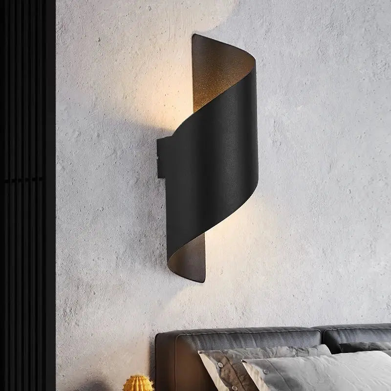Modern black & gold twisted led wall lamp corridor sconce