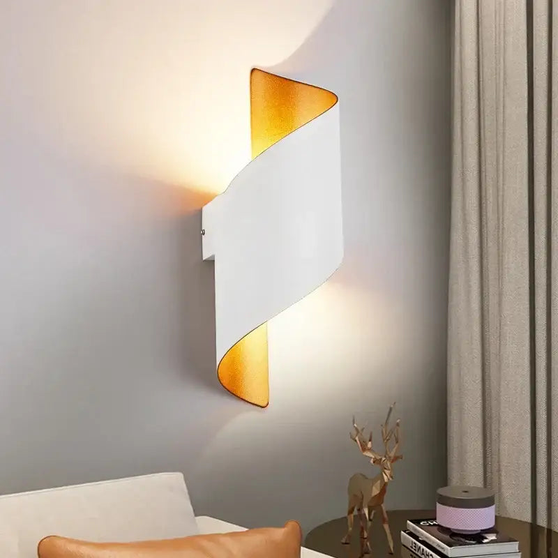 Modern black & gold twisted led wall lamp corridor sconce