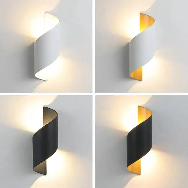 Modern black & gold twisted led wall lamp corridor sconce