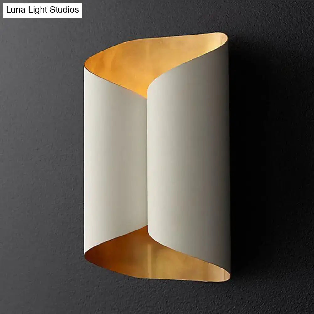 Modern black & gold twisted light fixture porch wall sconce
