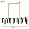 Modern black & gold u shape tube ring chandelier dining room light