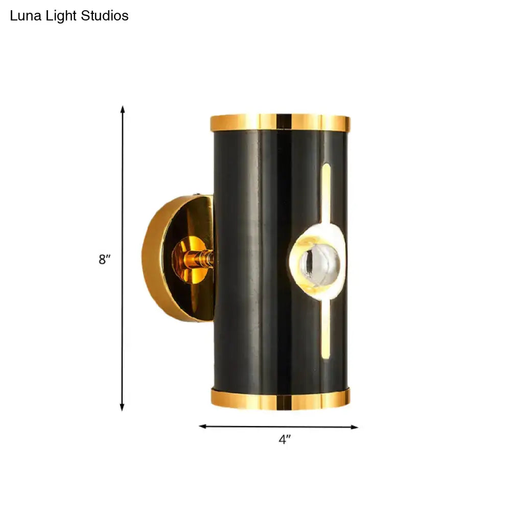 Modern black & gold wall lamp with vertical light strip bedroom sconce