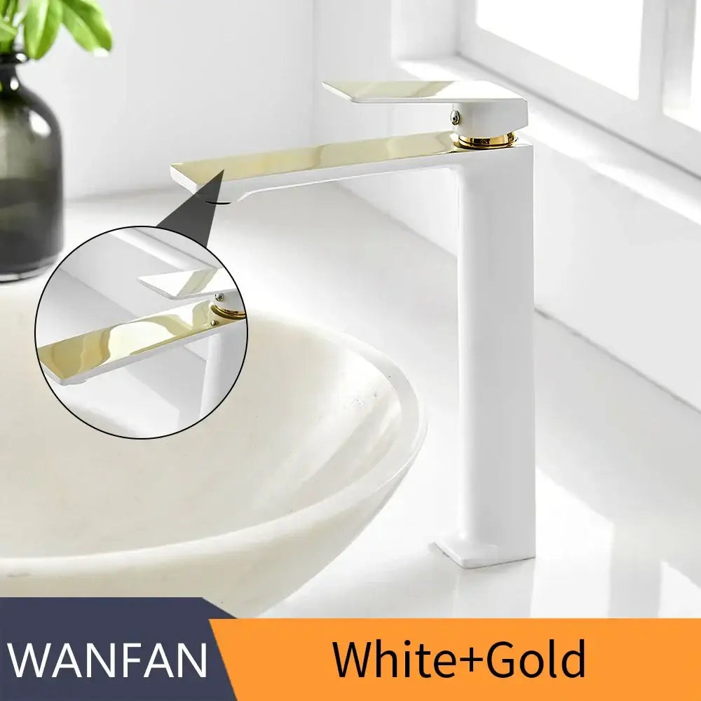 Modern black & gold waterfall single handle basin faucet bathroom tap