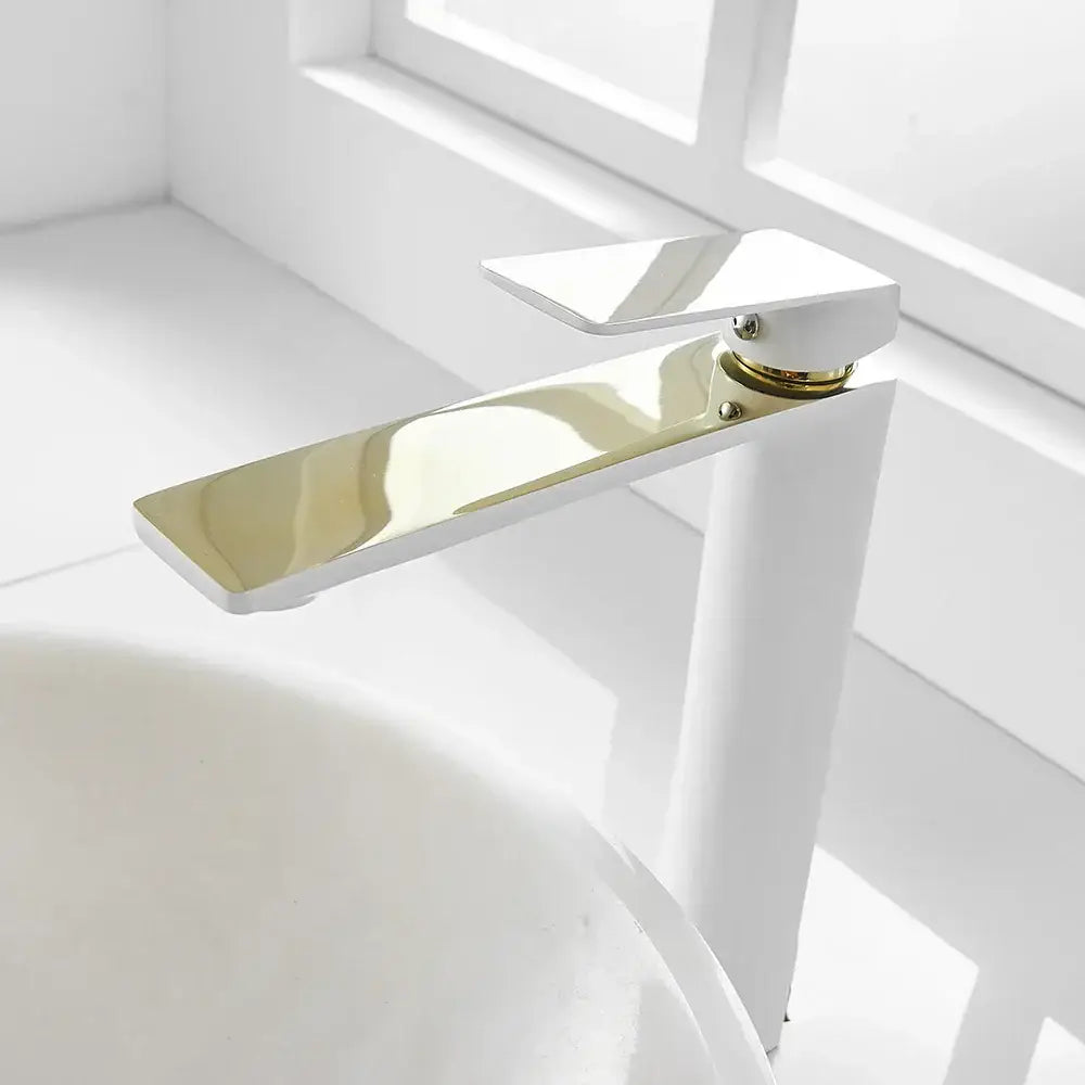 Modern black & gold waterfall single handle basin faucet bathroom tap
