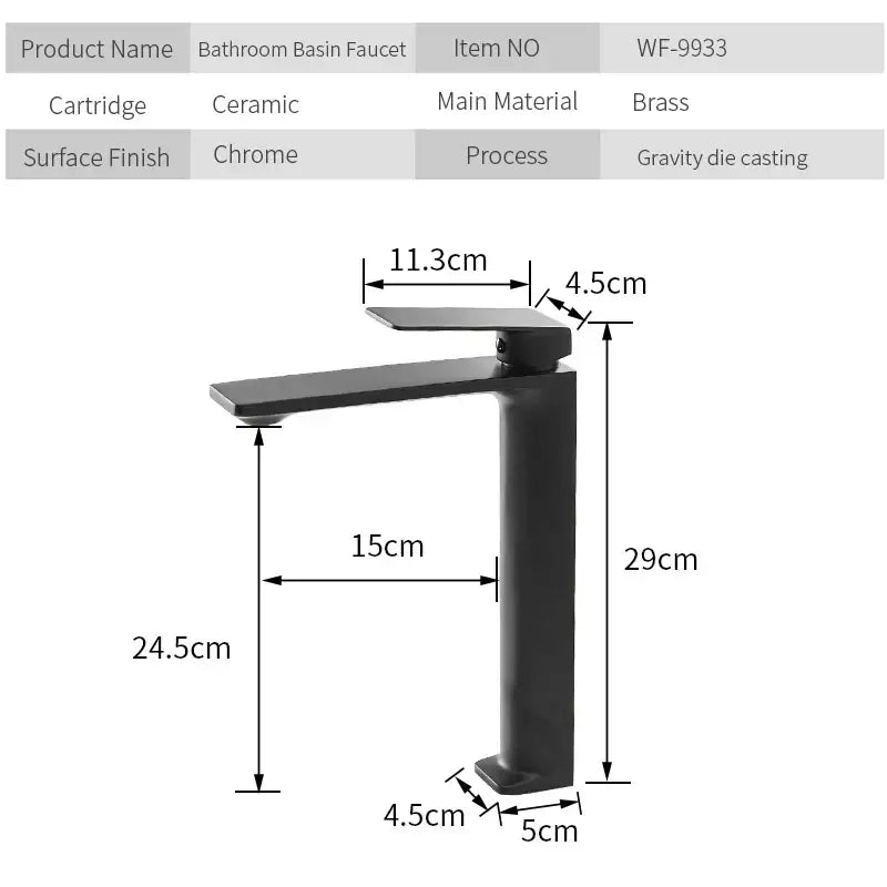 Modern black & gold waterfall single handle basin faucet bathroom tap
