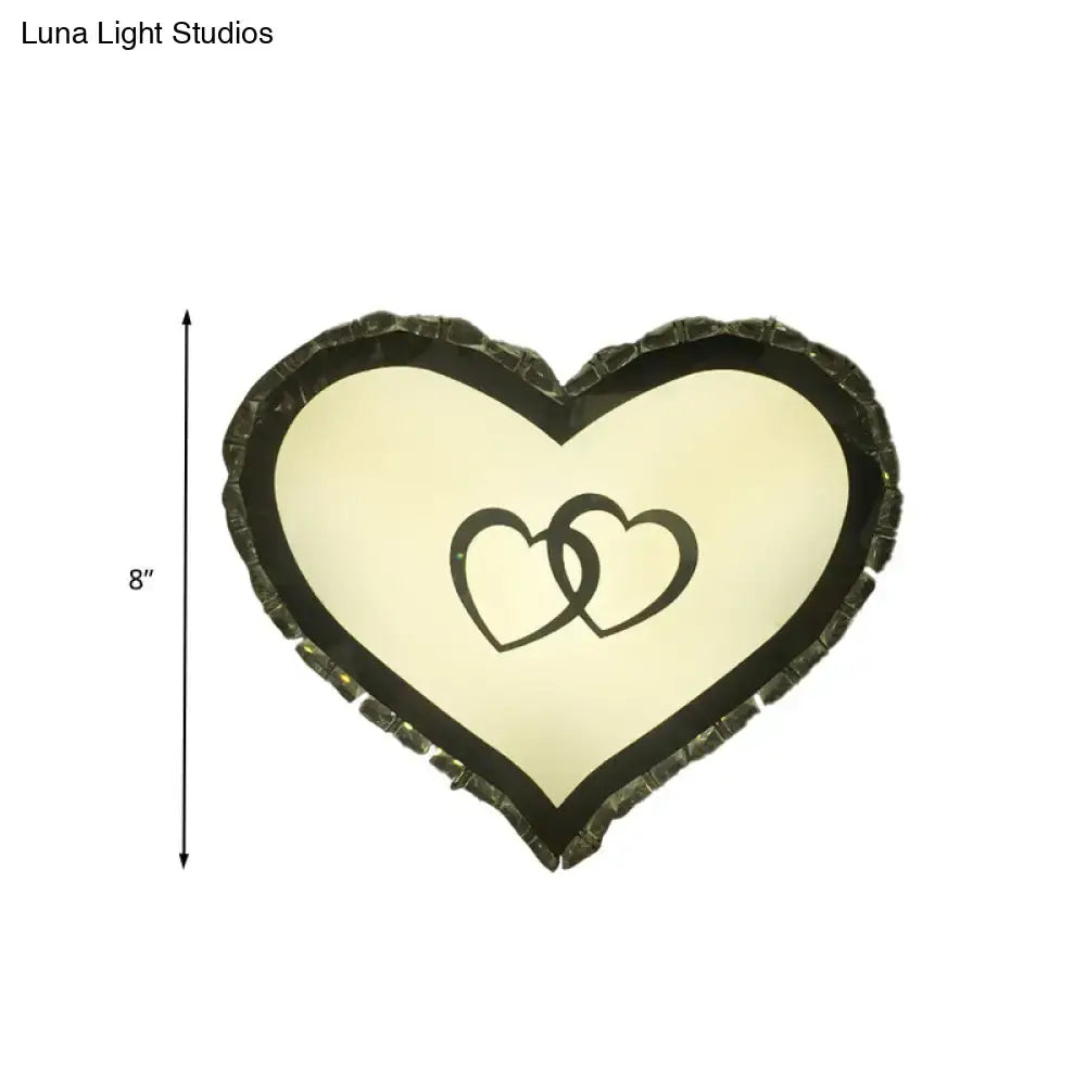 Modern black heart crystal shade wall sconce bedroom light