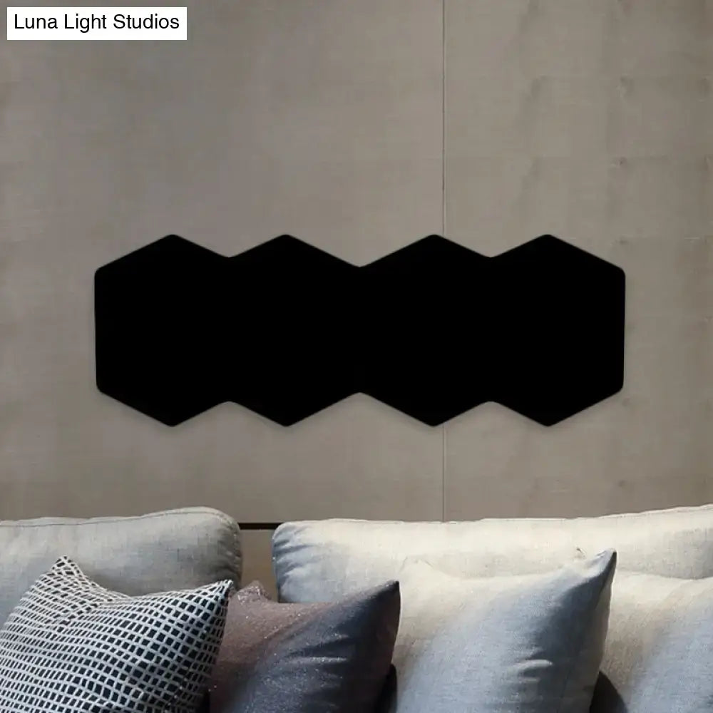 Modern black hexagon aluminum shade wall mount light bedroom decor