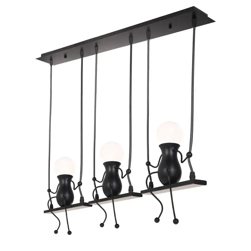 Modern black humanoid creative pendant light for bedroom